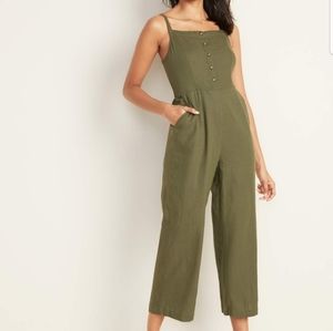 Old Navy Square-Neck Linen-Blend Cami Jumpsuit